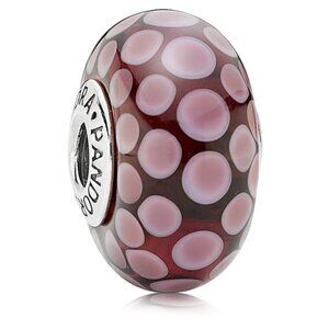 PANDORA Large Exotic Purple Charm Authentic Silver Murano Glass Bold Plum